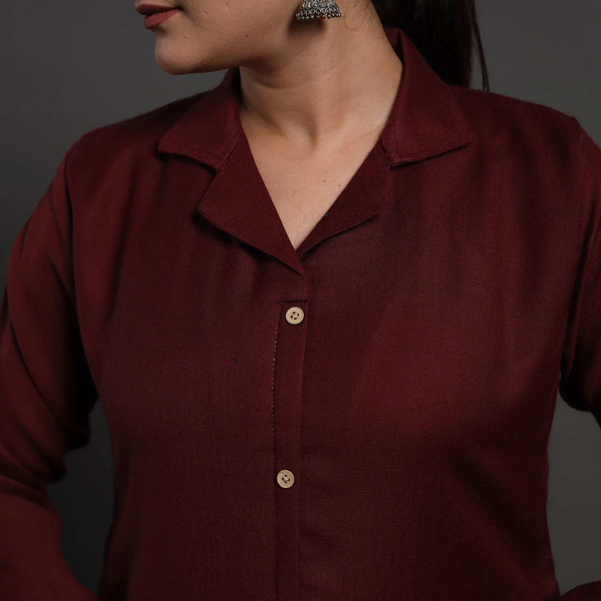 Maroon - Adira Plain Merino Woolen Kurta