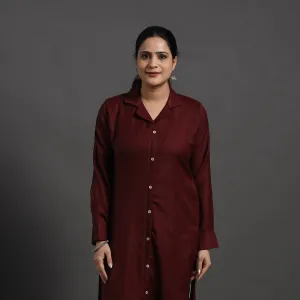 Maroon - Adira Plain Merino Woolen Kurta