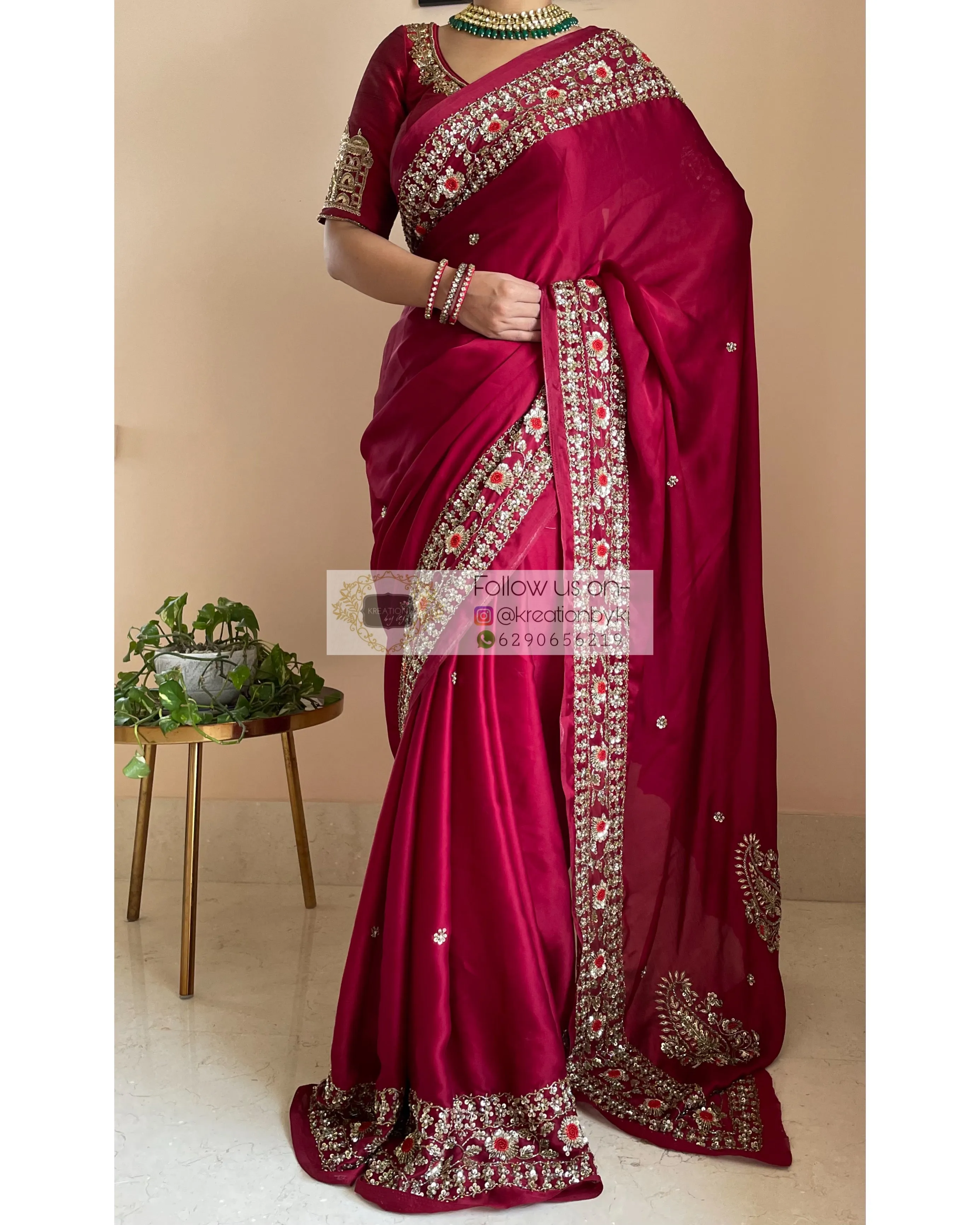 Maroon Crepe Silk Prajoti Saree