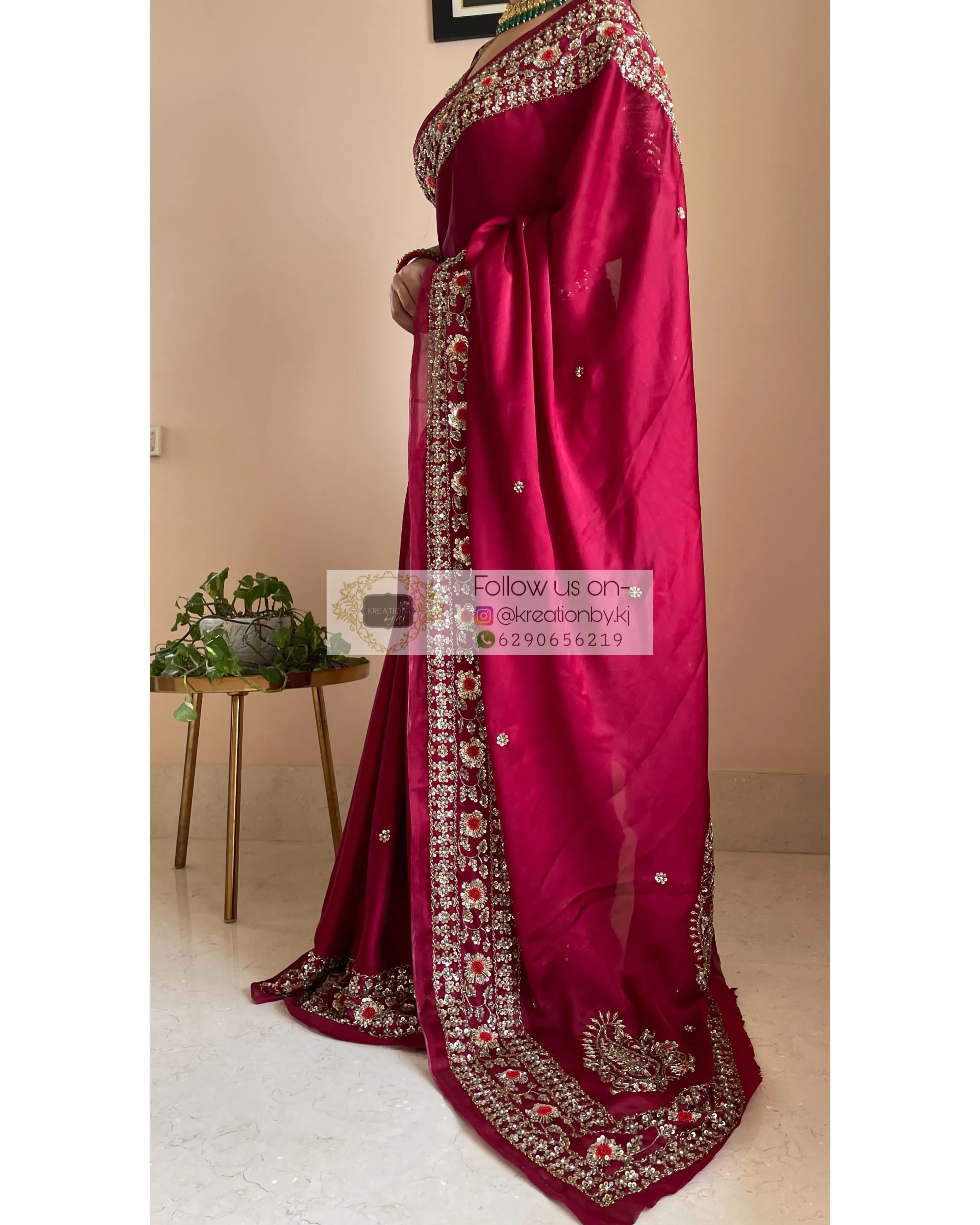 Maroon Crepe Silk Prajoti Saree