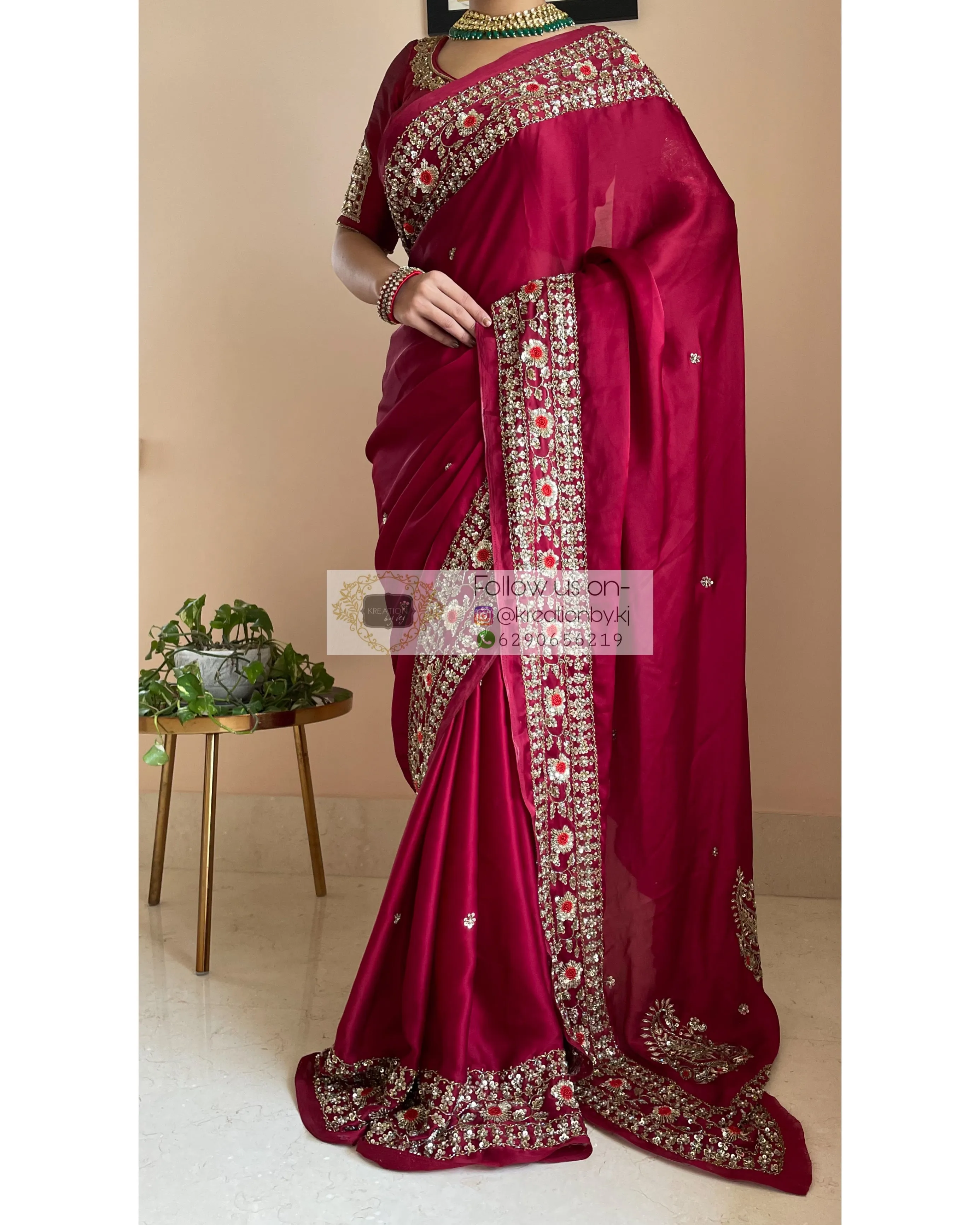 Maroon Crepe Silk Prajoti Saree