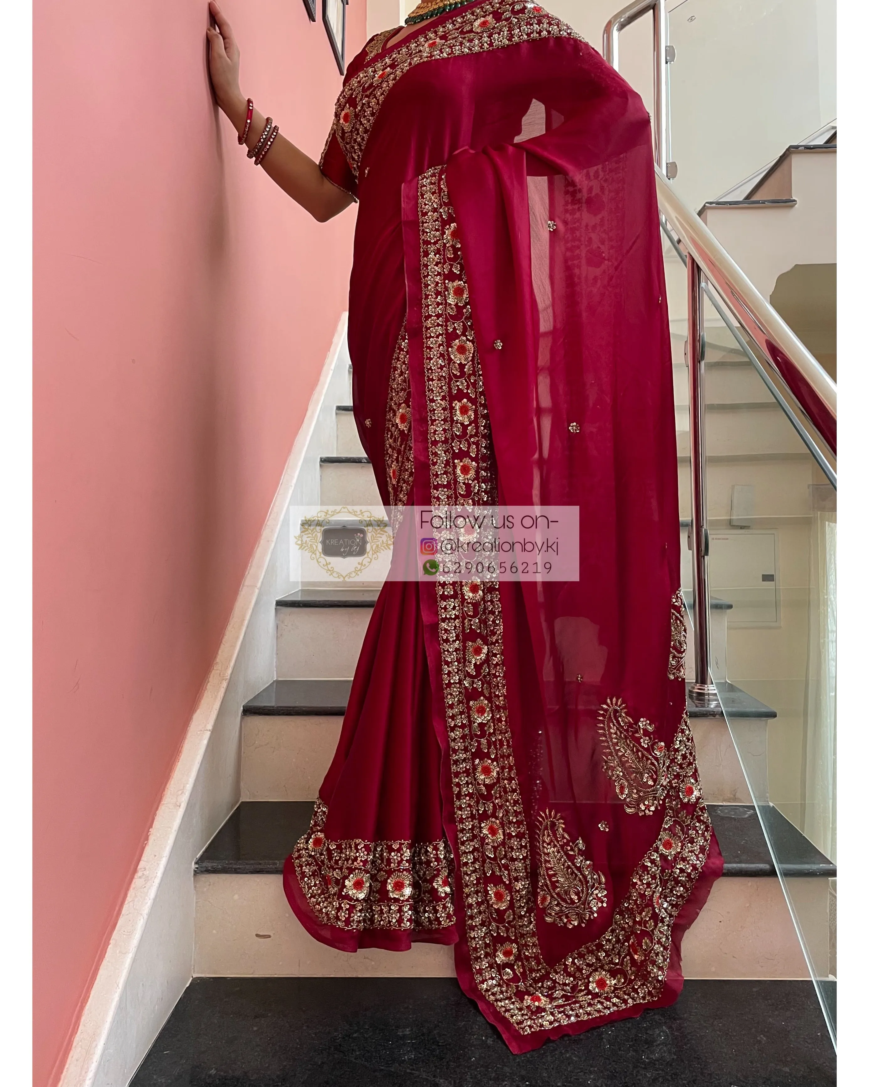 Maroon Crepe Silk Prajoti Saree