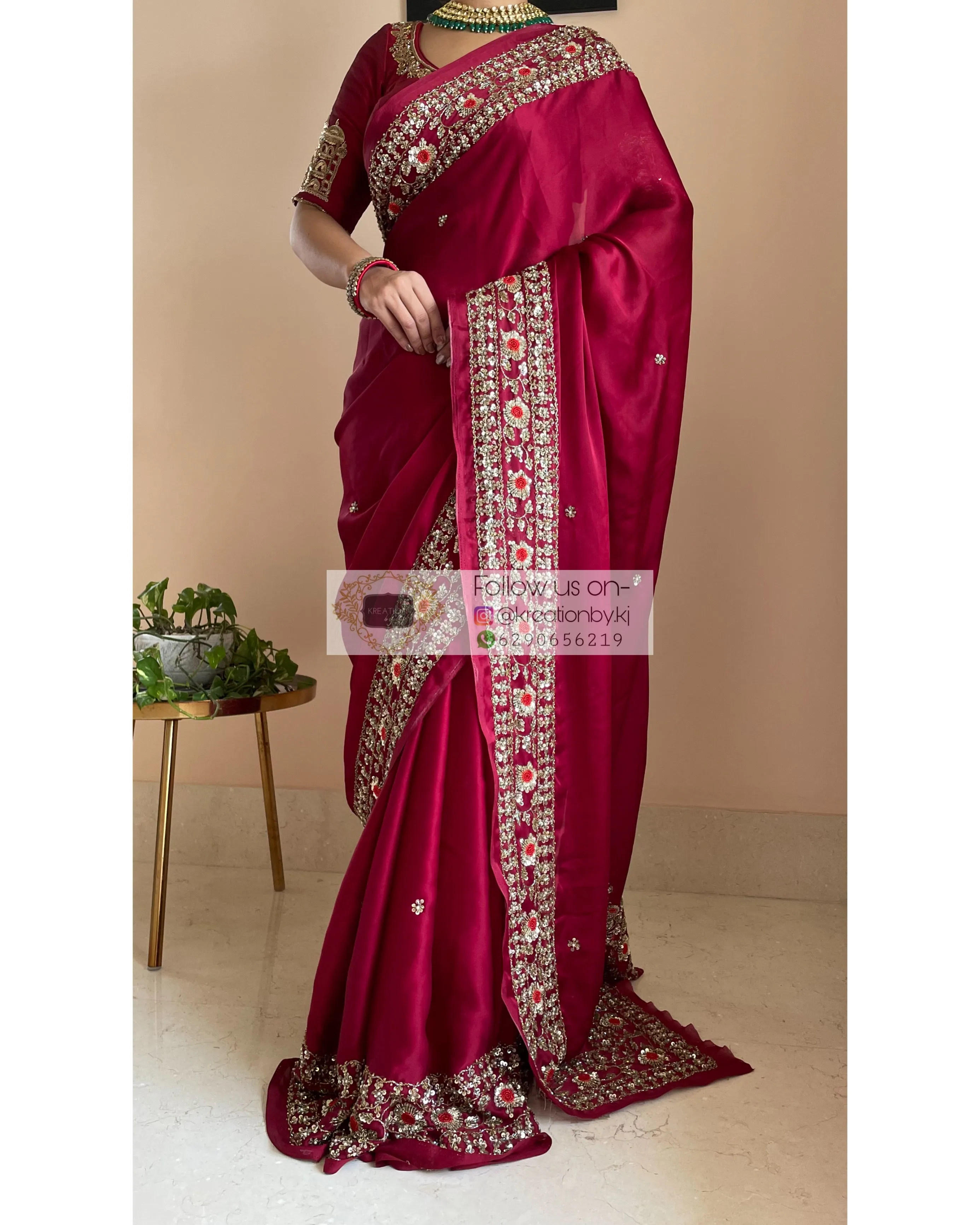 Maroon Crepe Silk Prajoti Saree