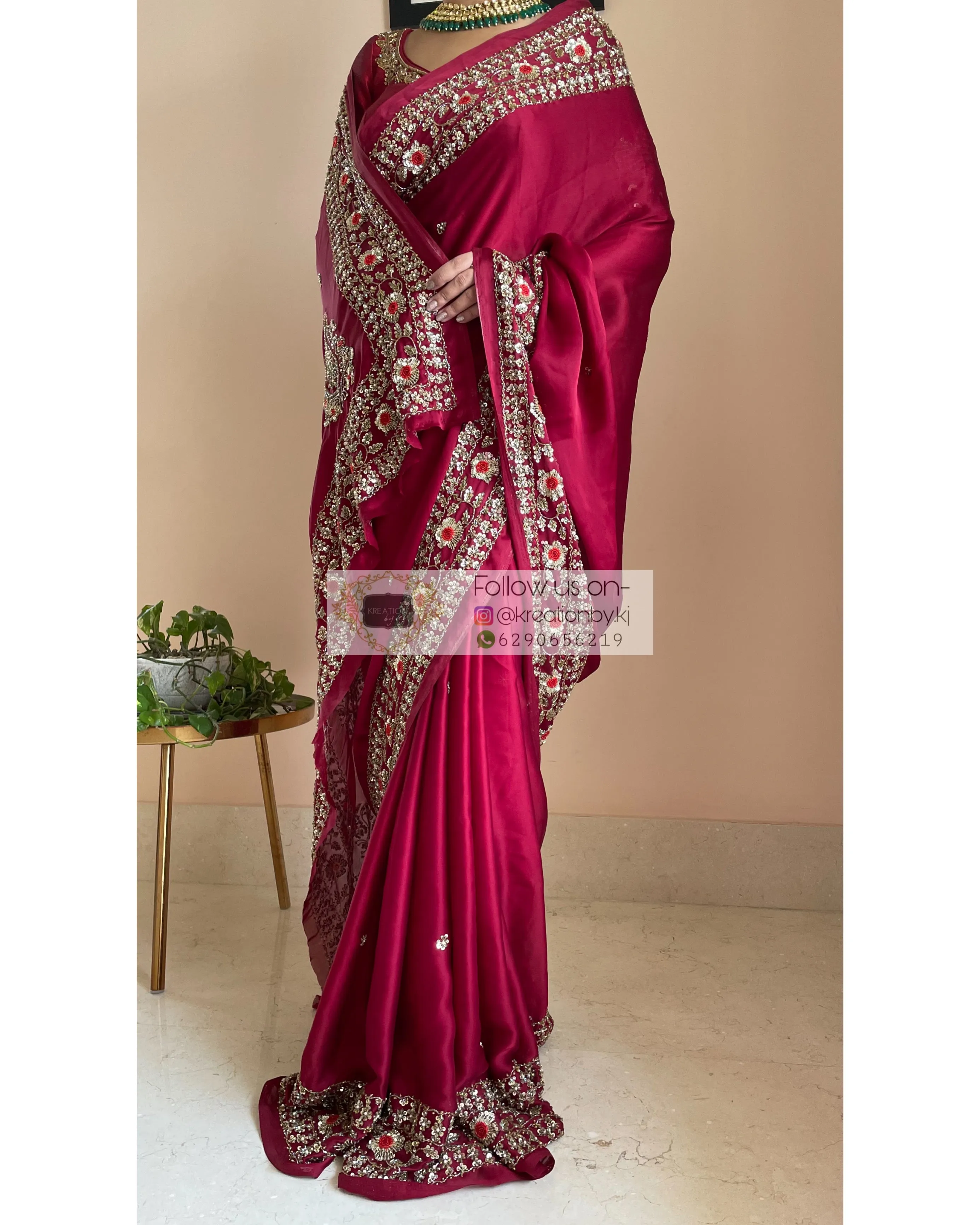 Maroon Crepe Silk Prajoti Saree