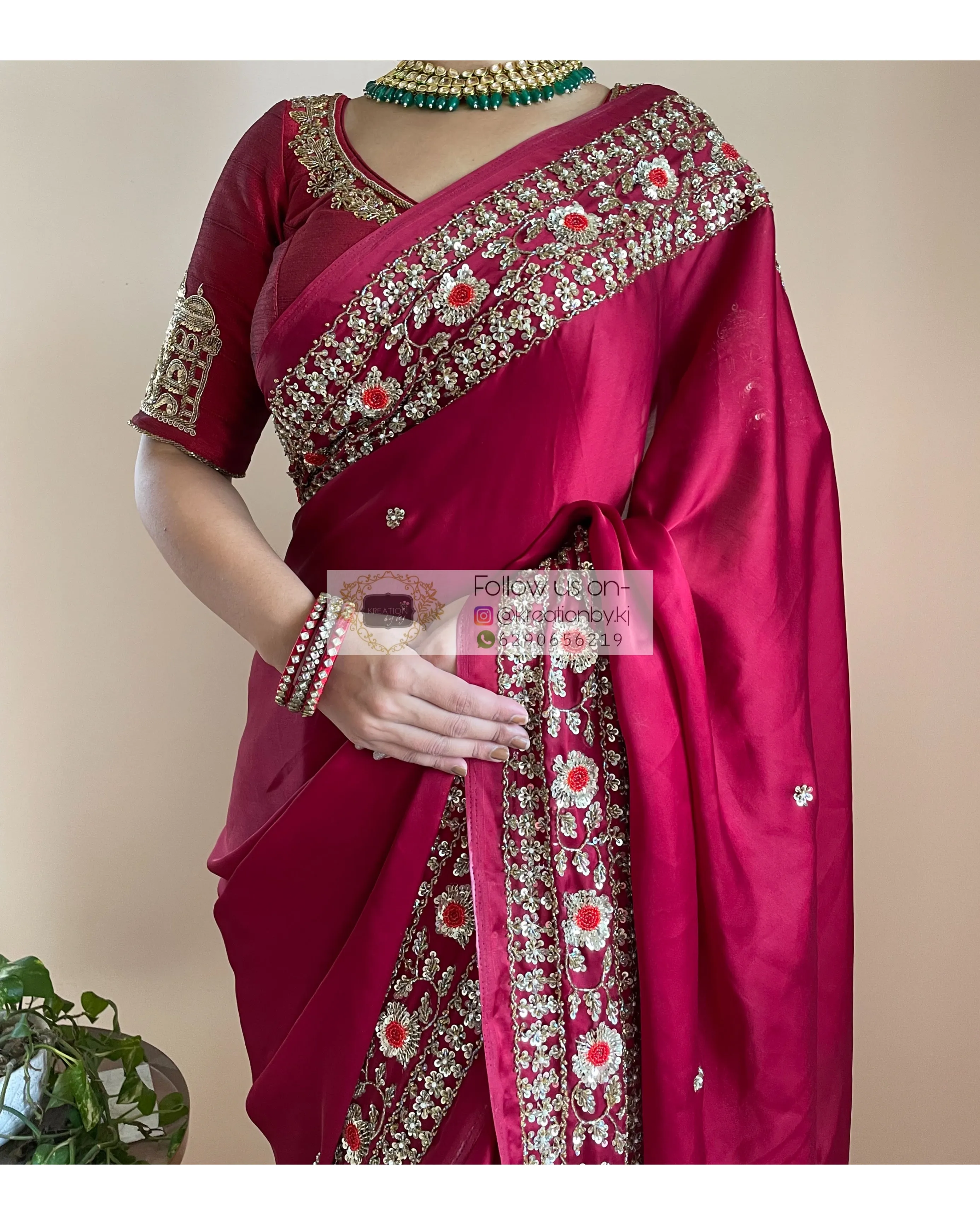 Maroon Crepe Silk Prajoti Saree