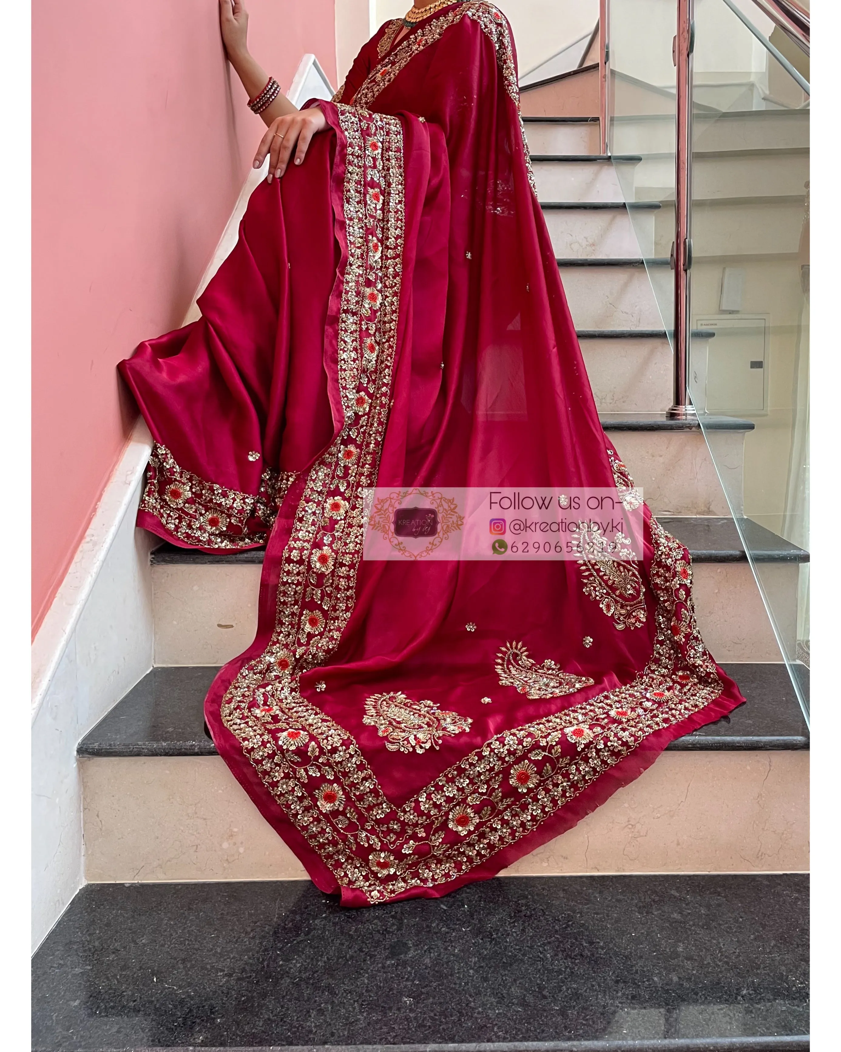 Maroon Crepe Silk Prajoti Saree