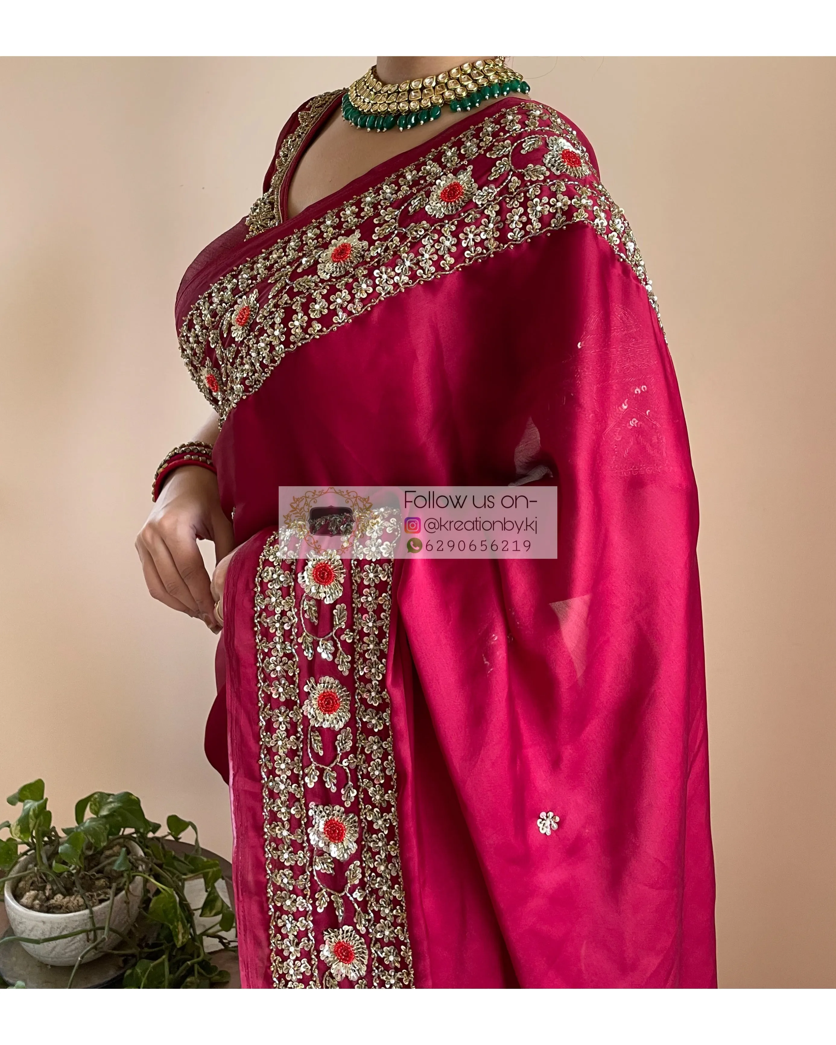 Maroon Crepe Silk Prajoti Saree