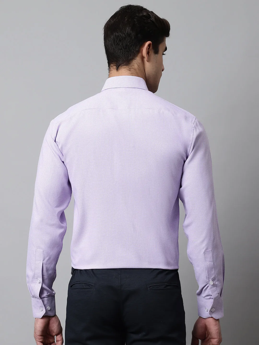 Men Purple Checks Pure Cotton Formal Shirt