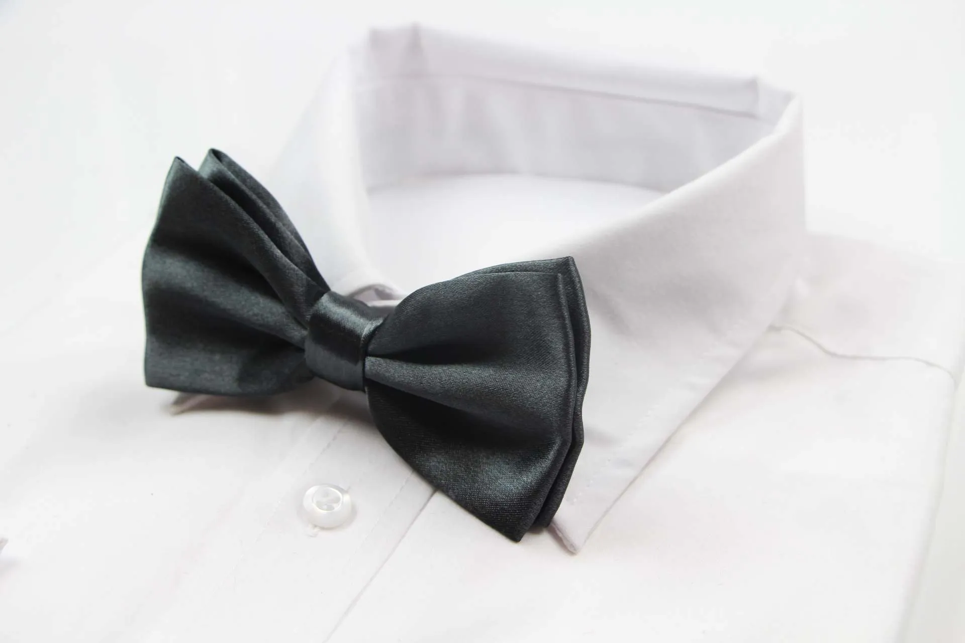 Mens Charcoal Solid Plain Colour Bow Tie