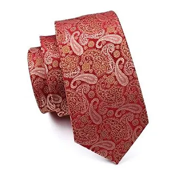 Metallic Red Paisley Tie