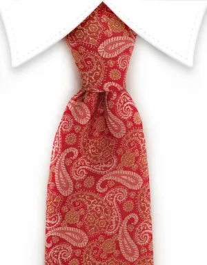 Metallic Red Paisley Tie