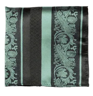 Mint and Black Silk Pocket Square