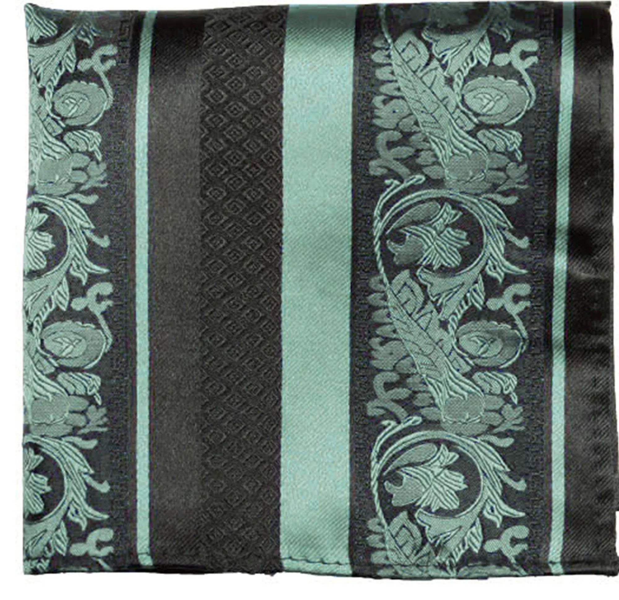 Mint and Black Silk Pocket Square