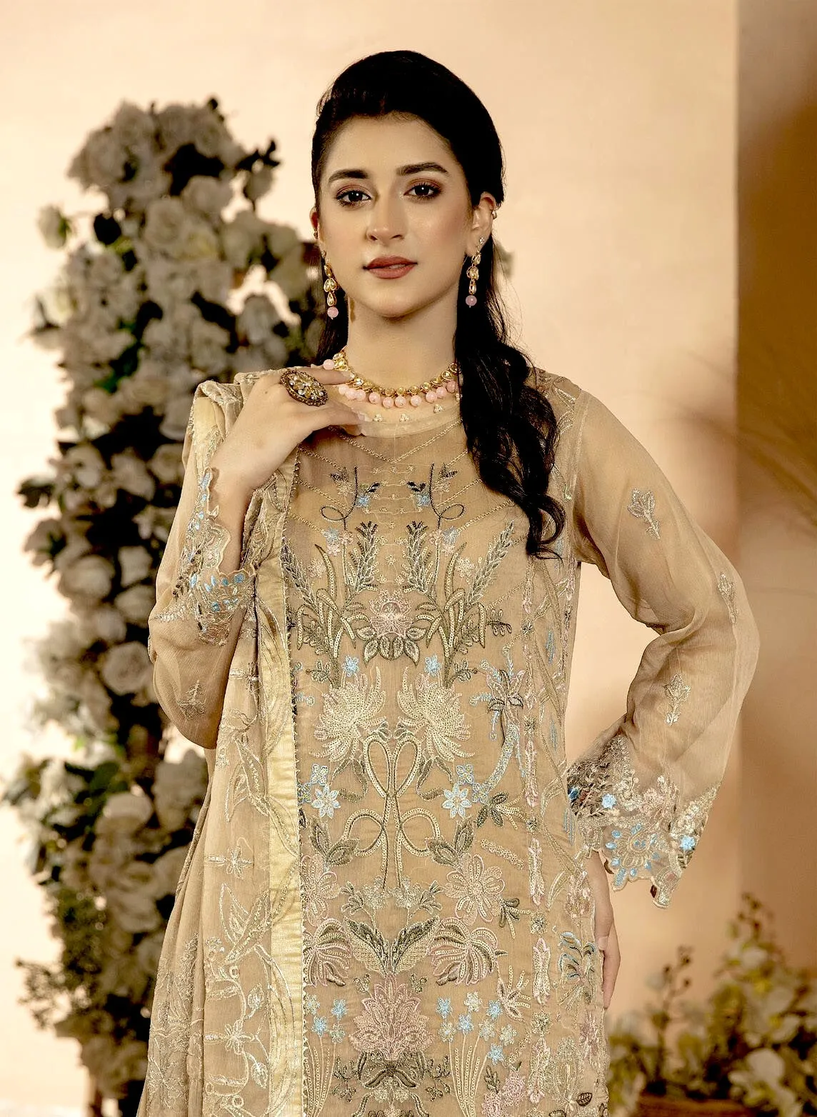 Mirha Embroidered Chiffon Collection – D-86