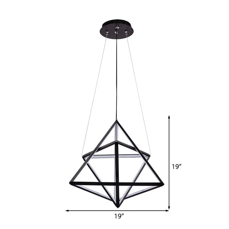 Modern Acrylic Triangle Chandelier with Black LED Lights for Dining Room