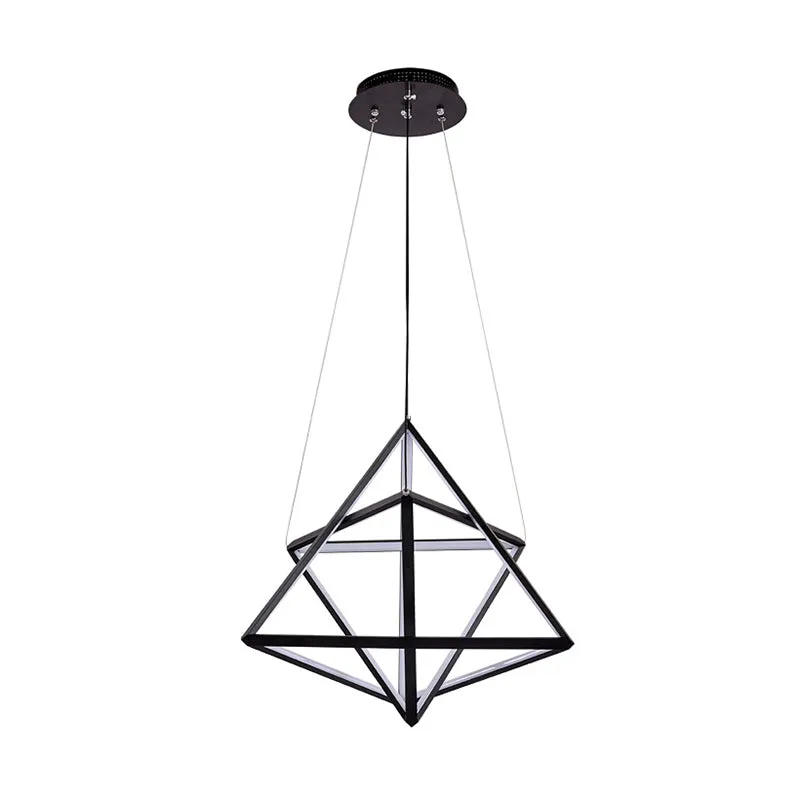 Modern Acrylic Triangle Chandelier with Black LED Lights for Dining Room