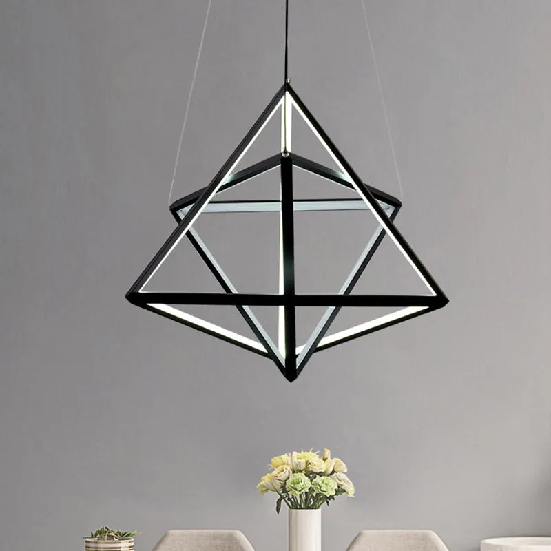 Modern Acrylic Triangle Chandelier with Black LED Lights for Dining Room