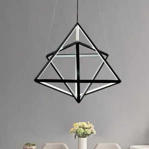 Modern Acrylic Triangle Chandelier with Black LED Lights for Dining Room