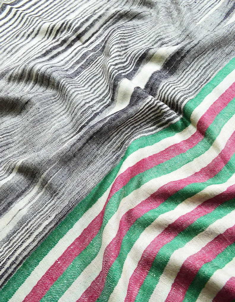 multicoloured striped pashmina stole 8493