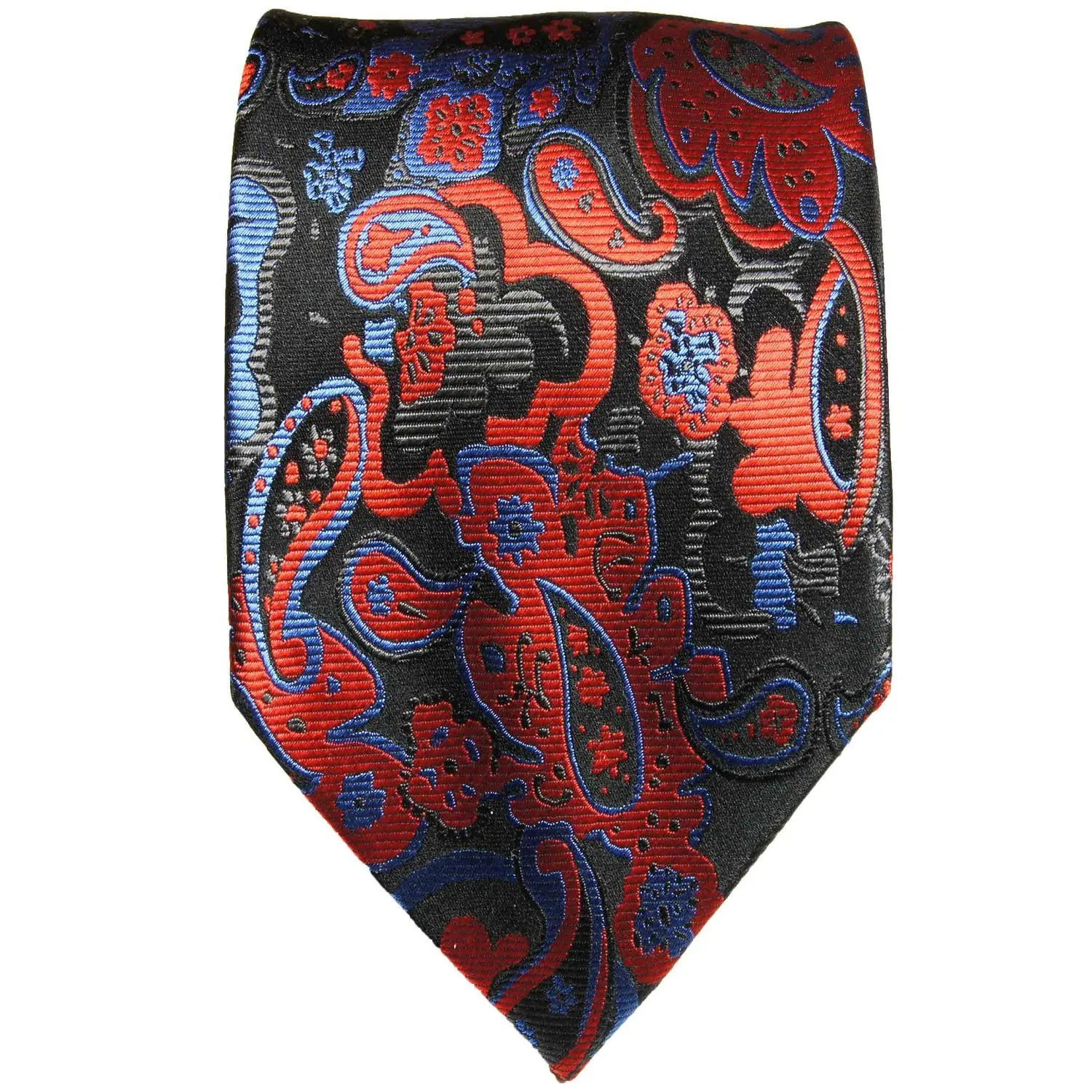 Navy and Red Paisley Silk Necktie Set by Paul Malone