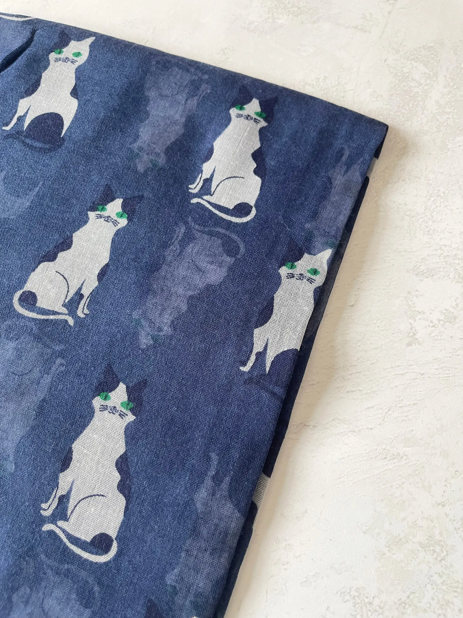 NAVY BLUE ART DECO LIGHTWEIGHT CAT SCARF