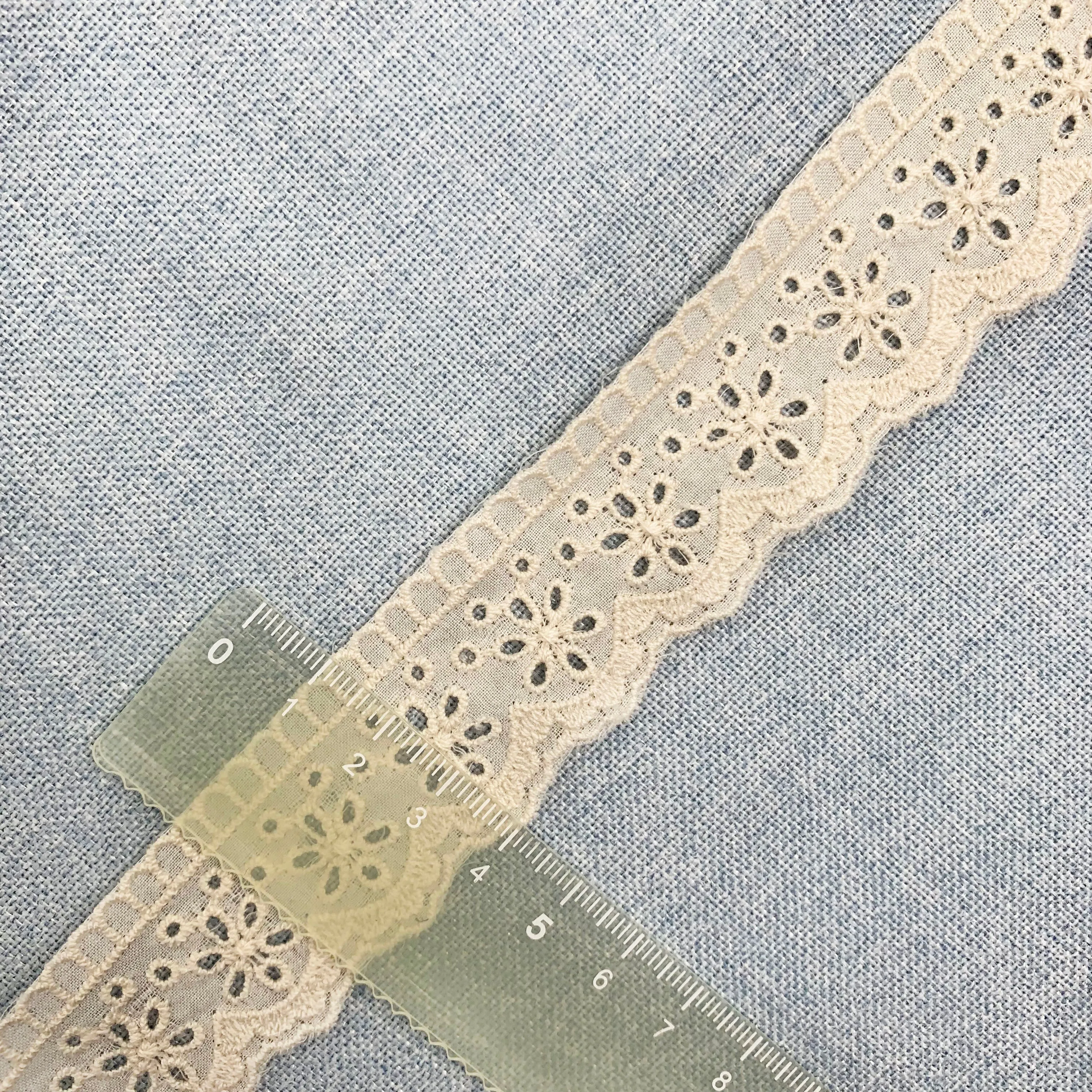 OEKO-TEX BSCI Embroidery lace with cotton fabric NFD12A290