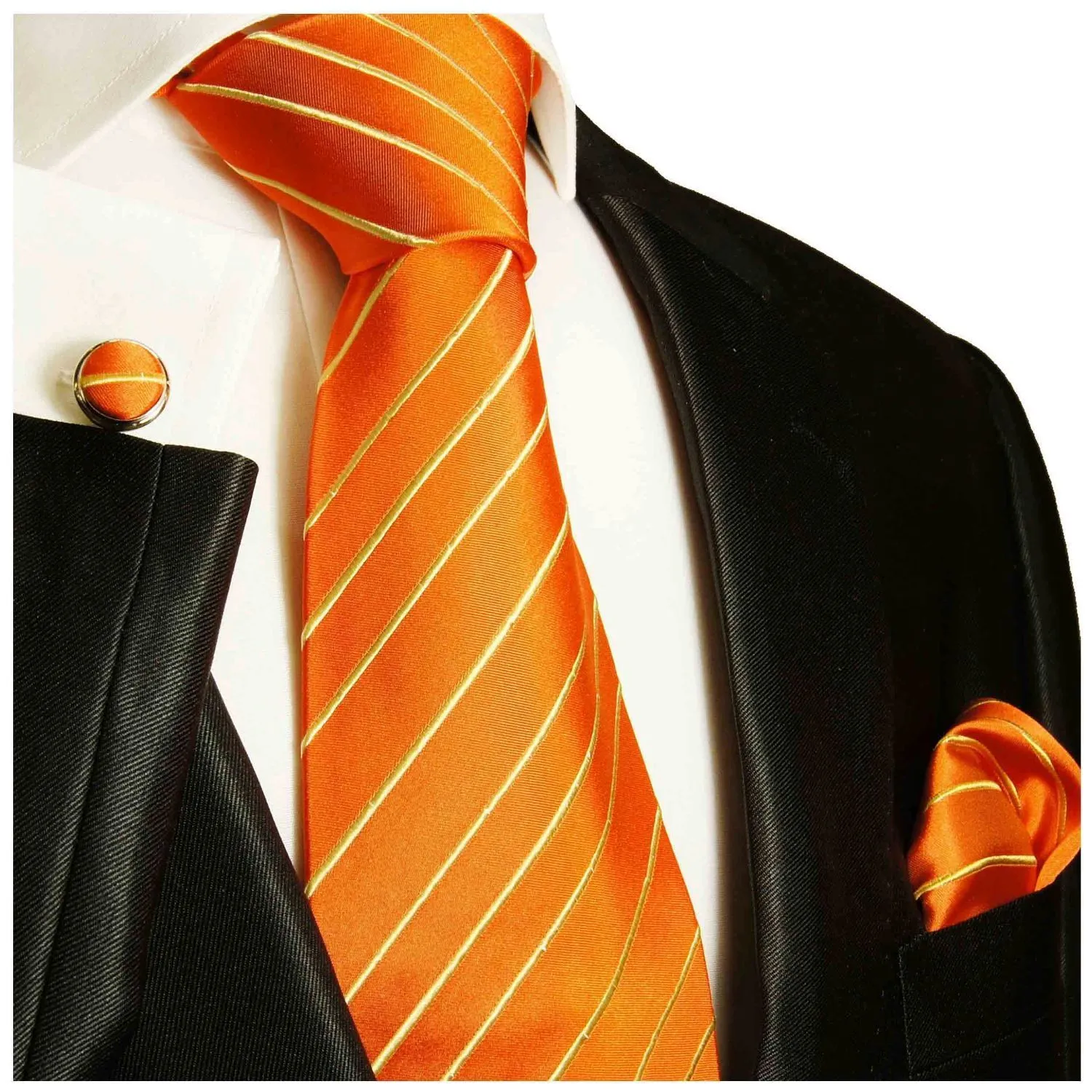 Orange Striped Silk Necktie