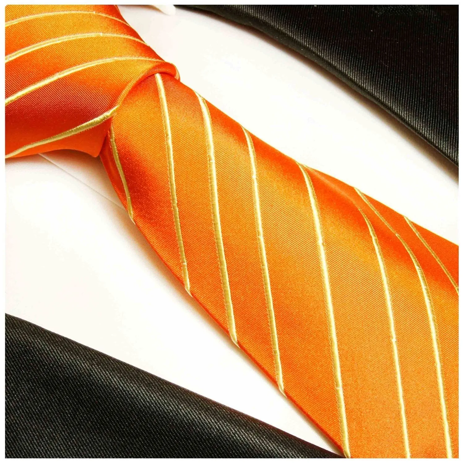 Orange Striped Silk Necktie