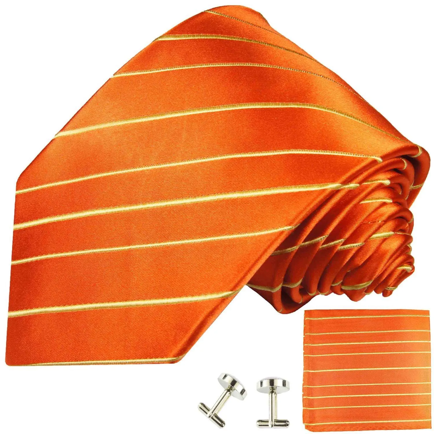 Orange Striped Silk Necktie