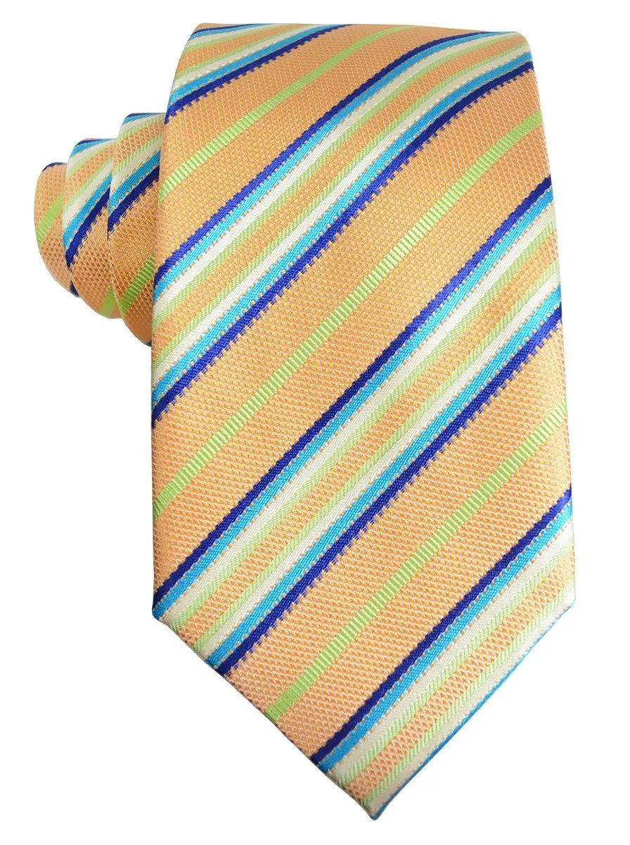 Peach Cobbler Striped Silk Tie and Pocket Square