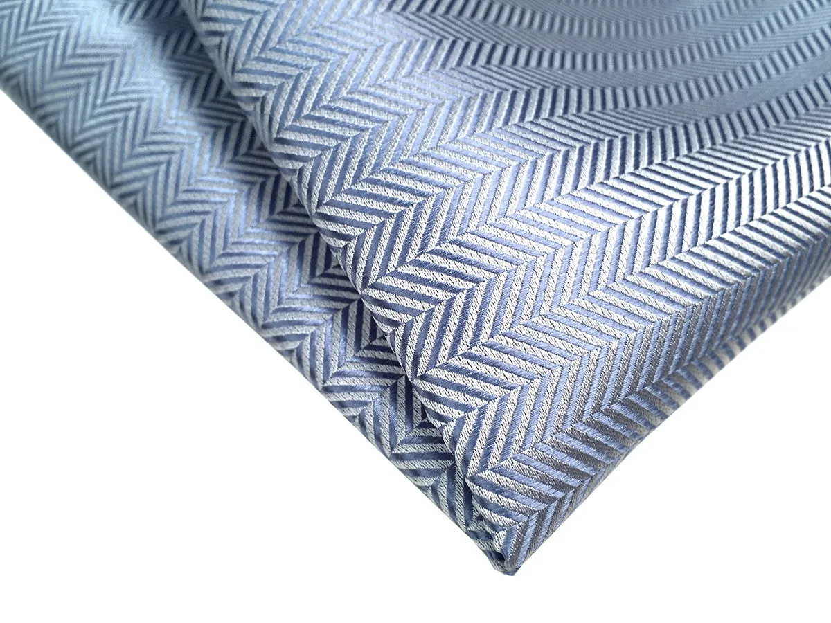 Powder Blue Herringbone Silk Pocket Square