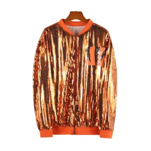 Pre Order:  Orange Sequined Letter B Jacket