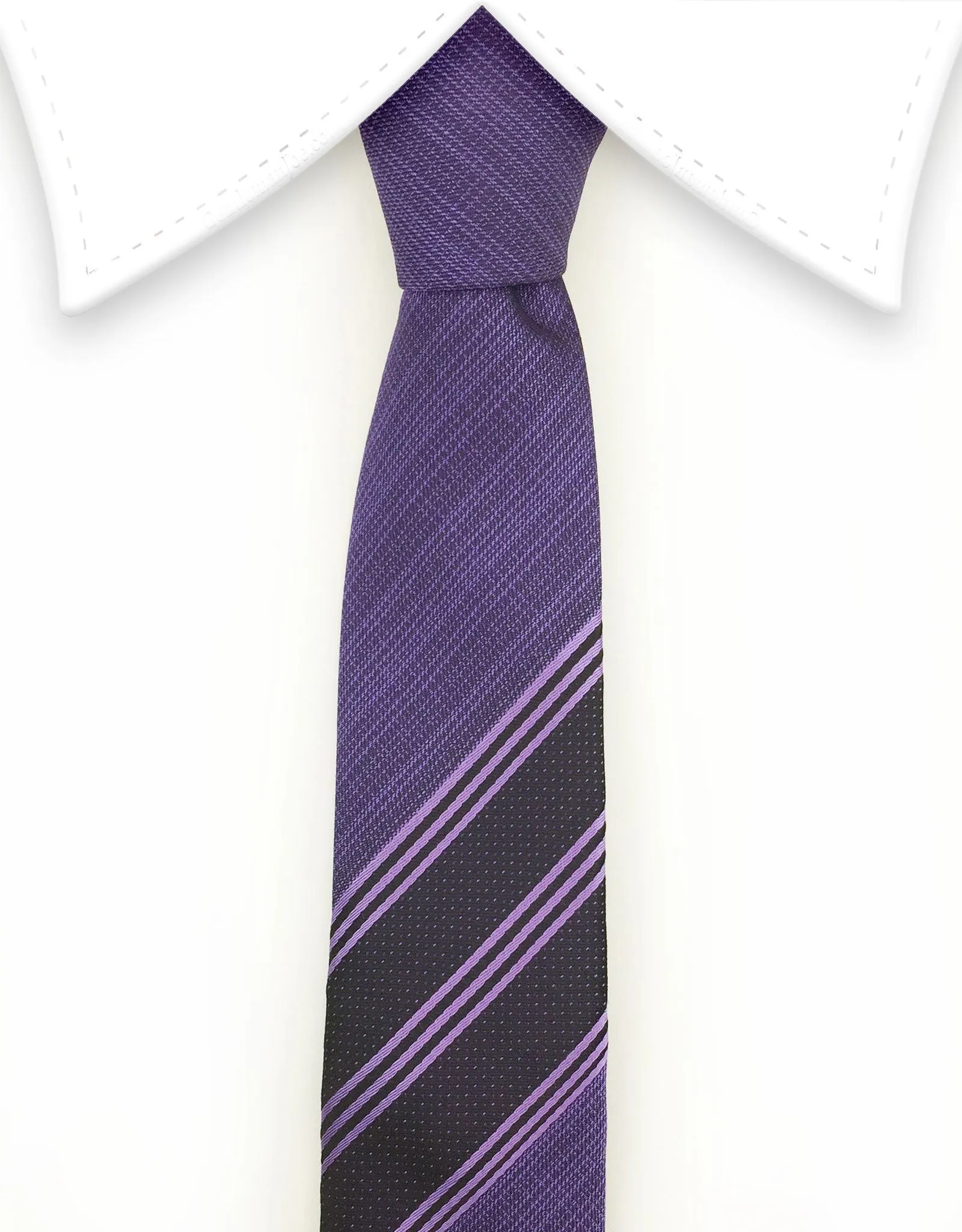 Purple Skinny Tie with Middle Stripes