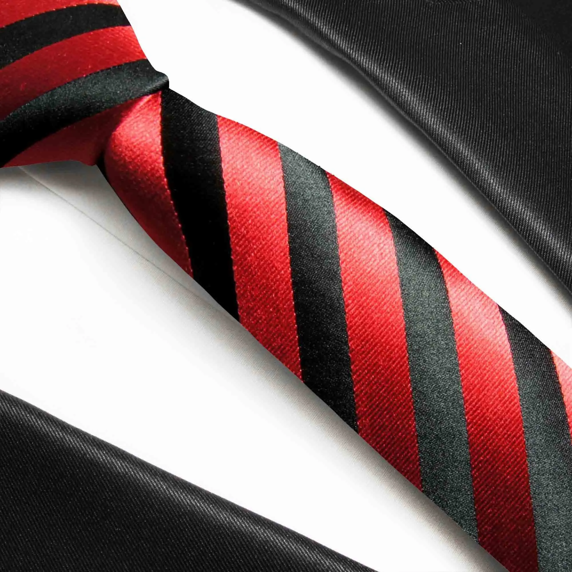 Red and Black Striped Boys Silk Tie