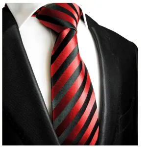 Red and Black Striped Boys Silk Tie