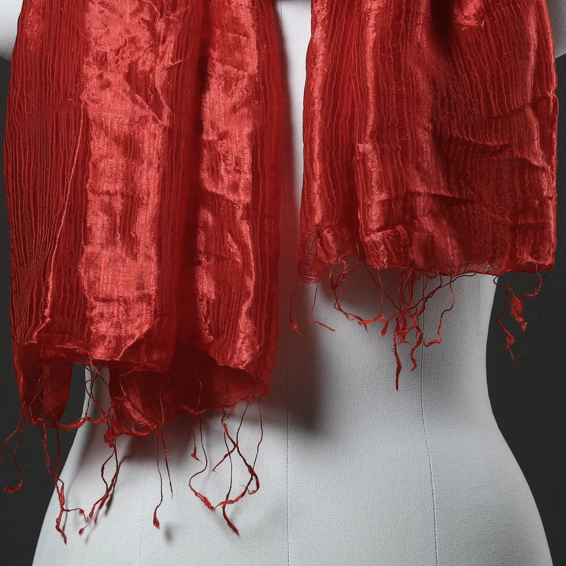 Red - Bhagalpuri Silk x Viscose Stole