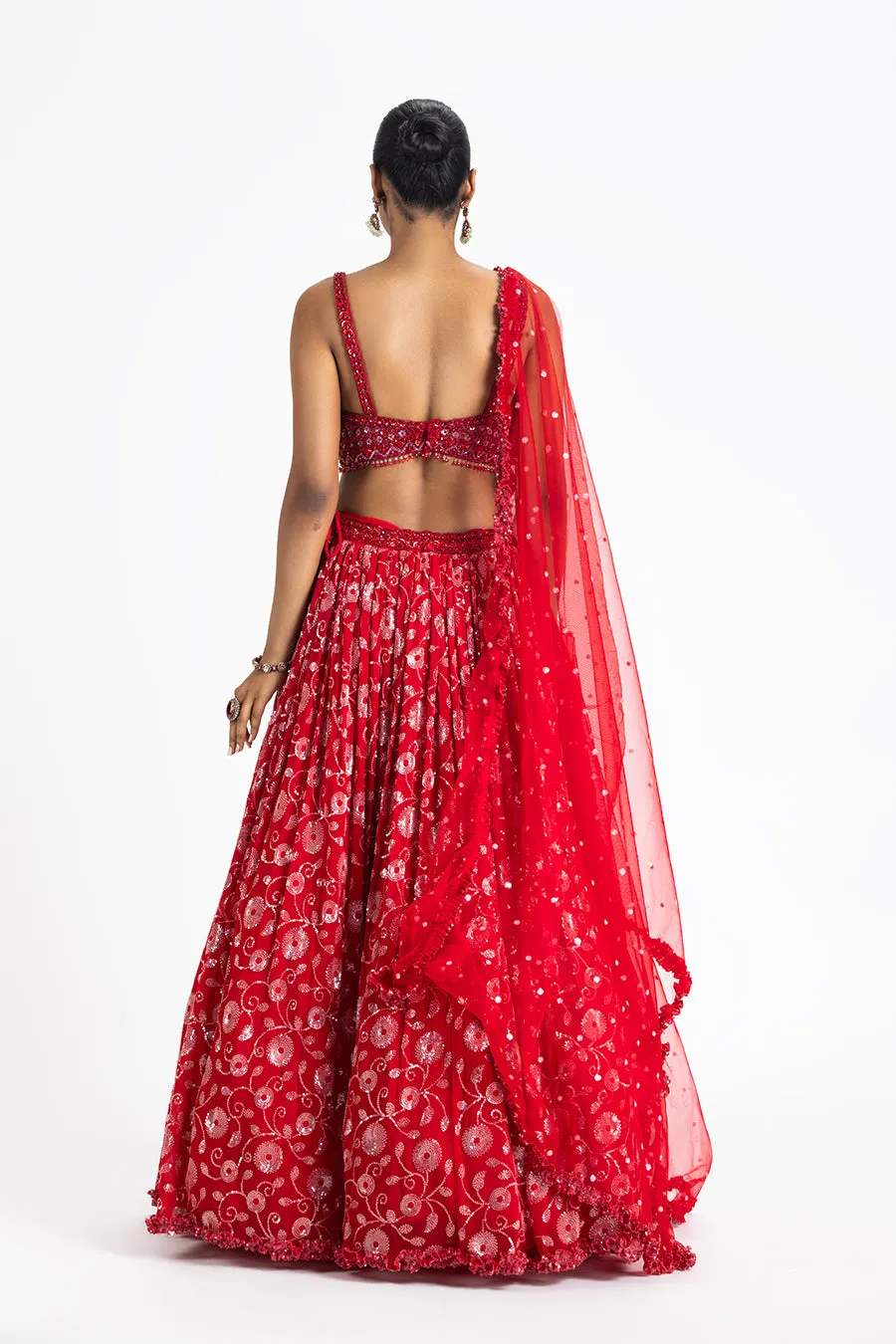 RED GEORGETTE LEHENGA SET