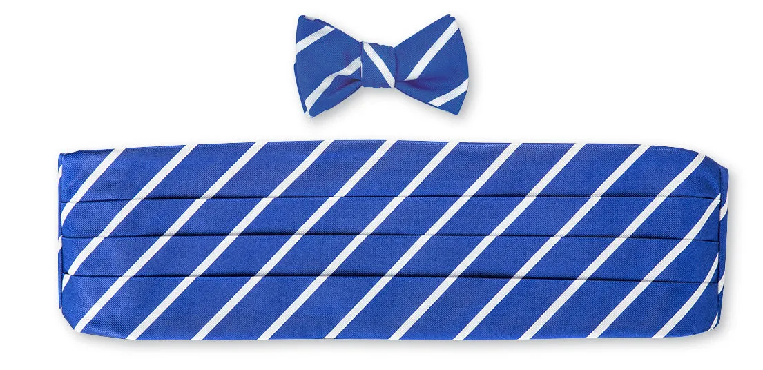 Royal Blue/White Buckingham Stripes Cummerbund Set - CB2791