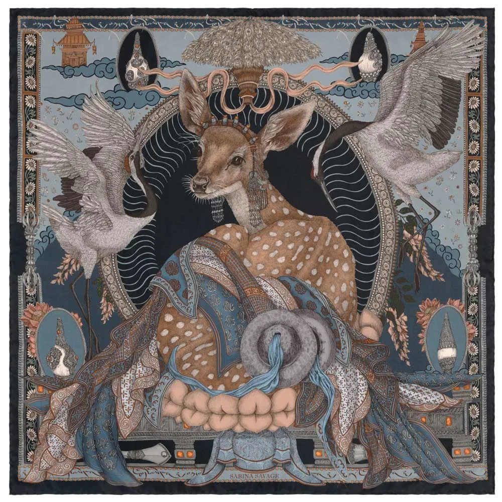 Sabina Savage The Song Deer 35" Silk Scarf