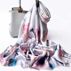 Silk Scarves Silk Printed Long Scarf Women