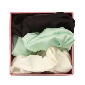 Sleek 100% Pure Silk Set of 3 Scrunchies Grey, Light peach and Mint