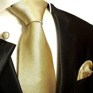 Solid Tan Silk Tie and Accessories