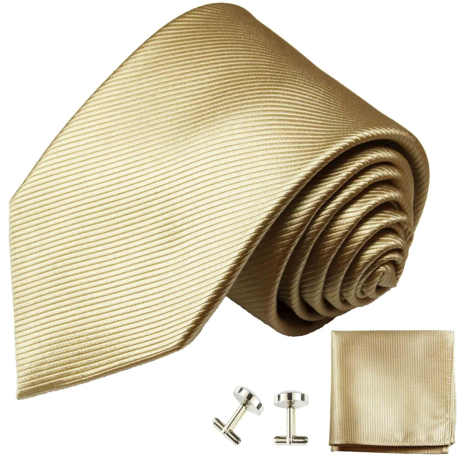 Solid Tan Silk Tie and Accessories