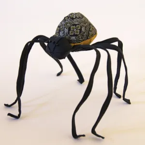 Spider Soft Sculpture Black Kimono Silk and Linen