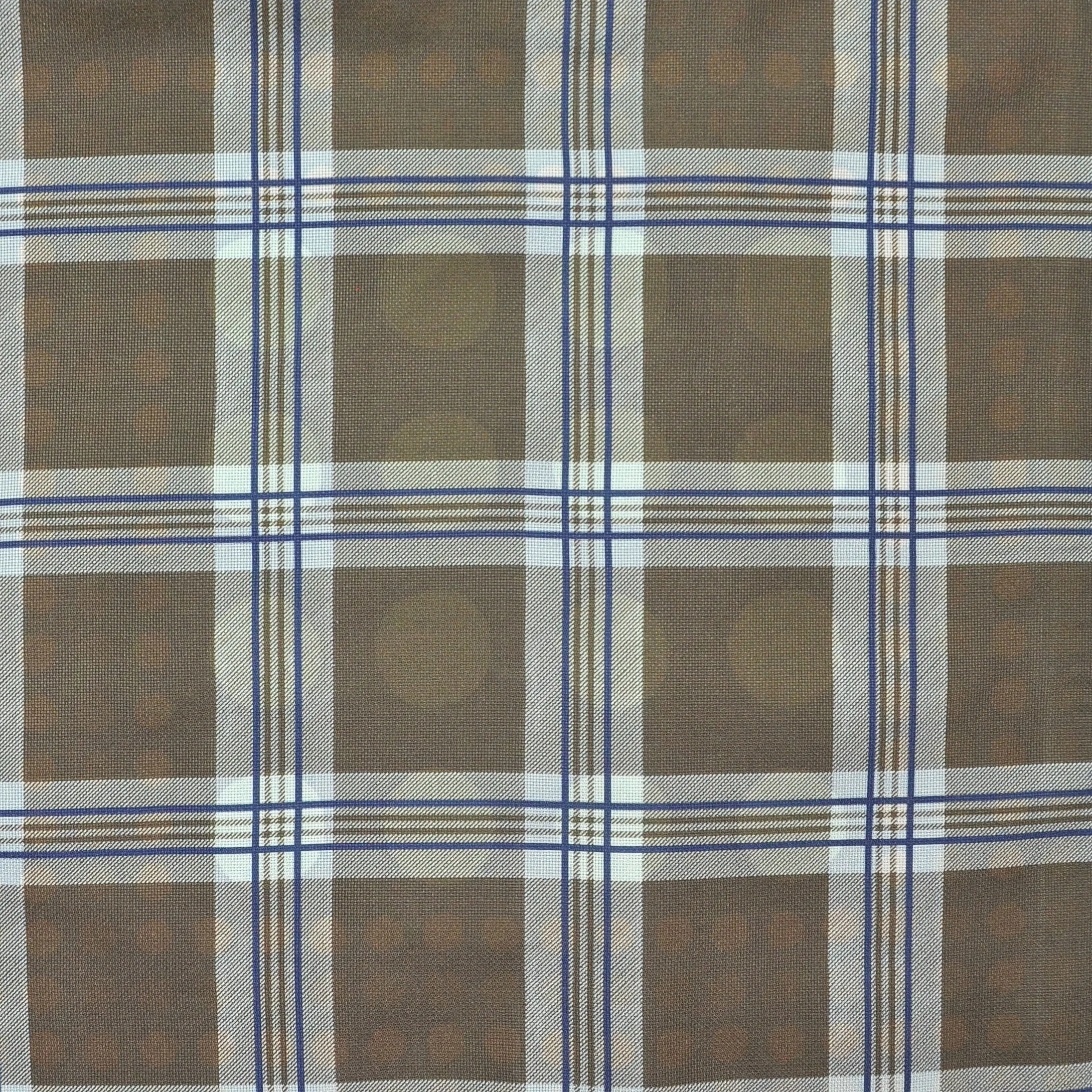 Spots & Dots & Checks Reversible Panama Silk Pocket Square in Blue & Brown & Peach