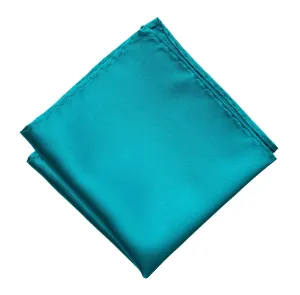 Teal Blue Pocket Square. Light Blue Solid Color Satin Finish, No Print