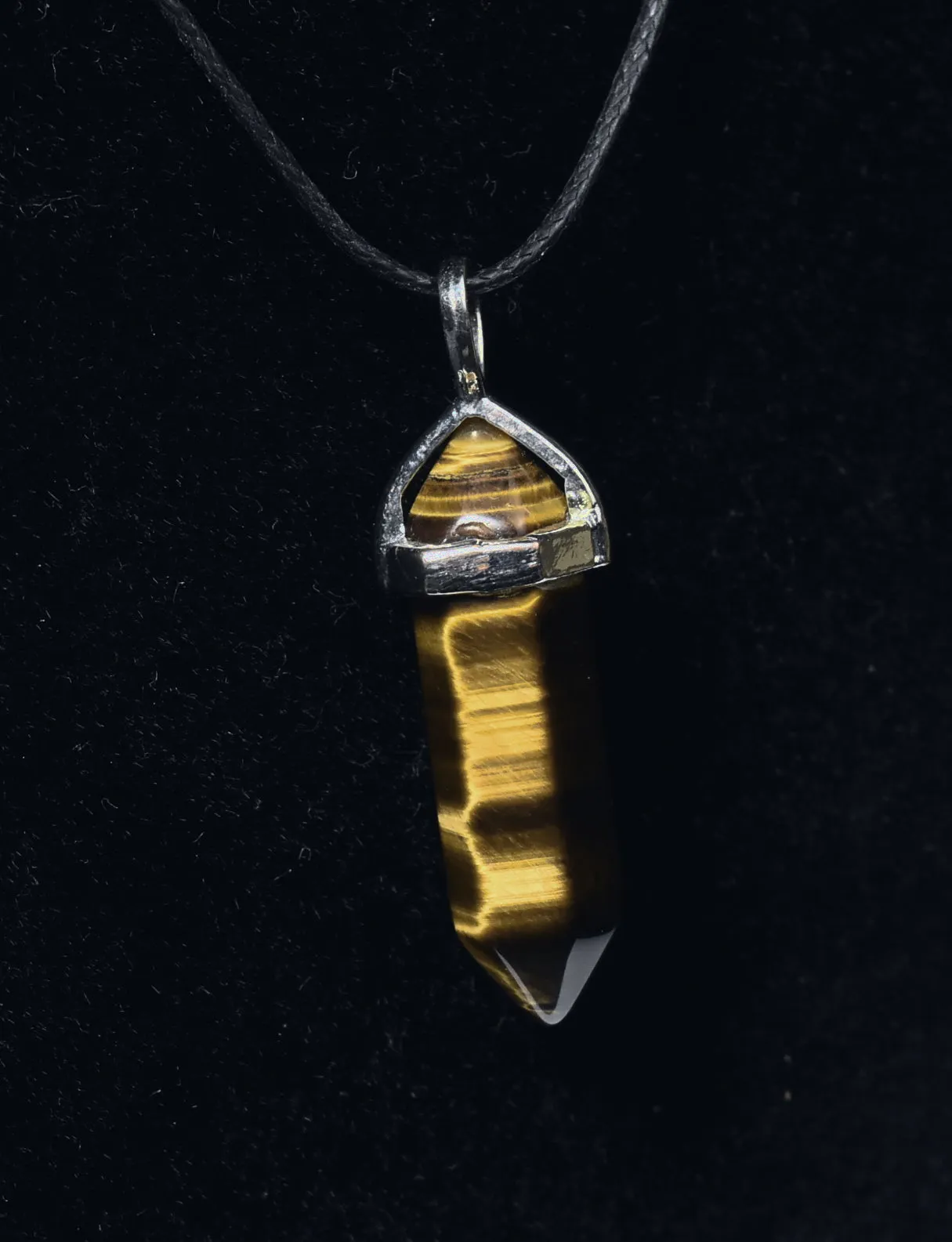 Tiger's Eye Point Pendant Necklace