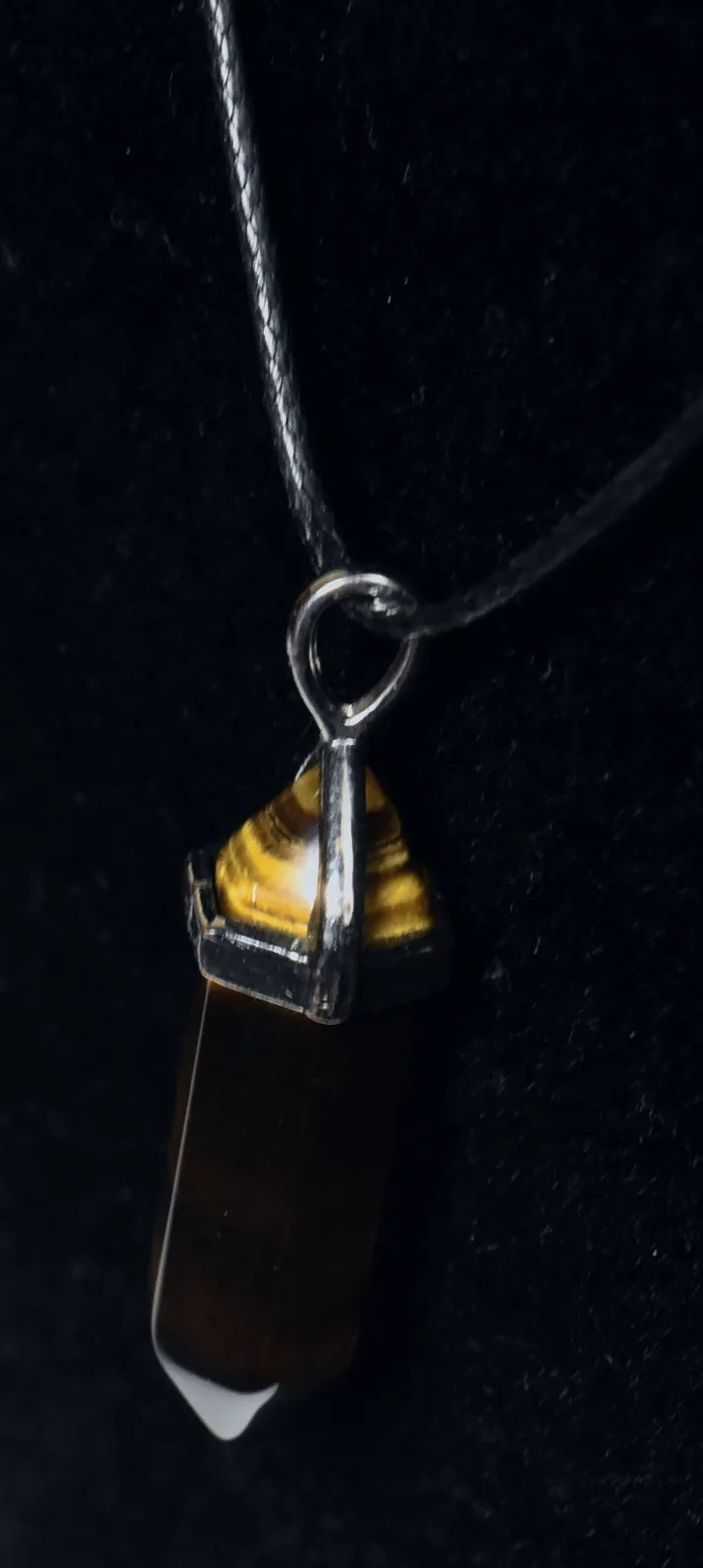 Tiger's Eye Point Pendant Necklace