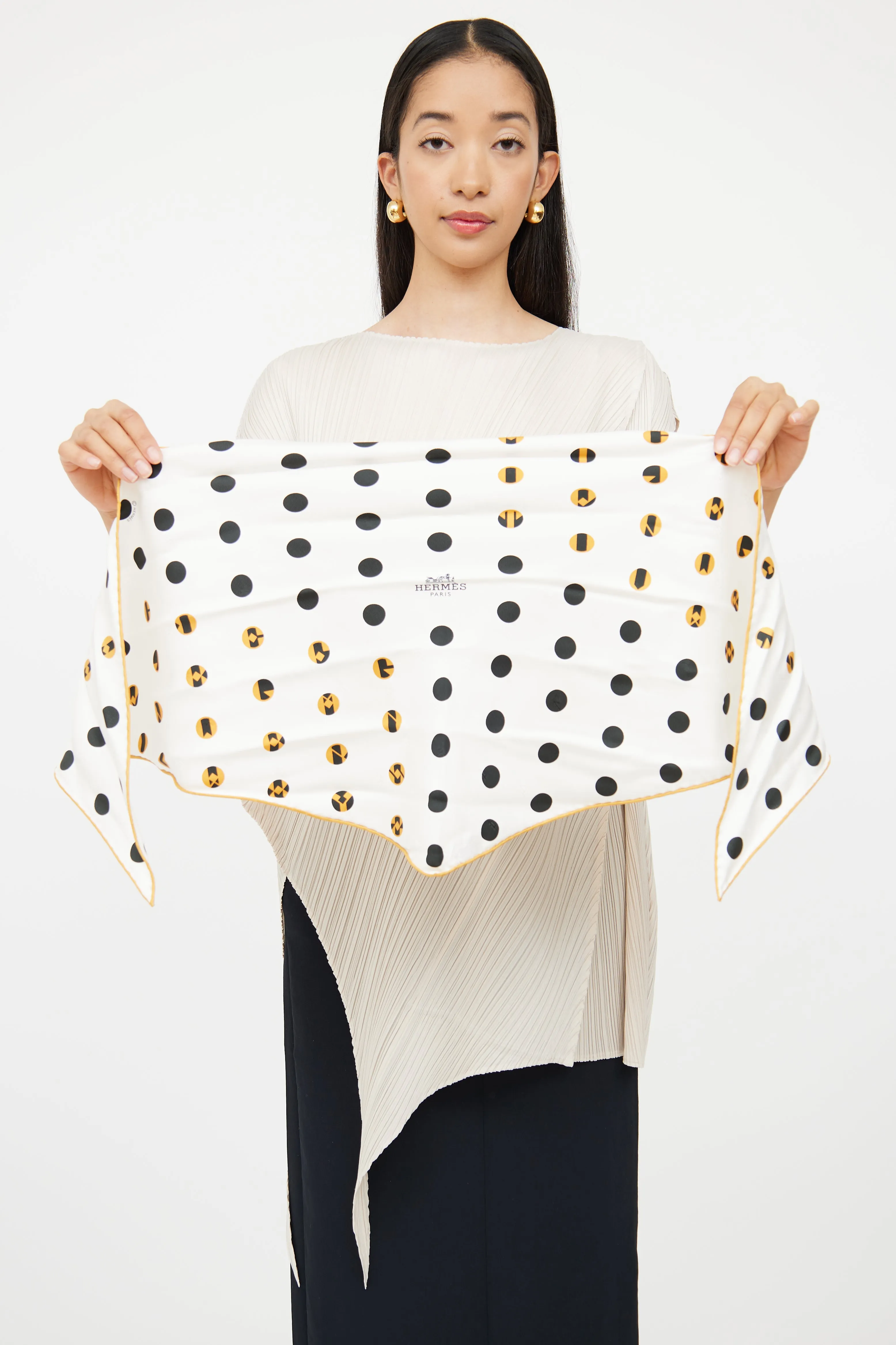 White & Multi Alphapolis Losange Silk Scarf