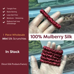 Wine Red silk scrunchies mini